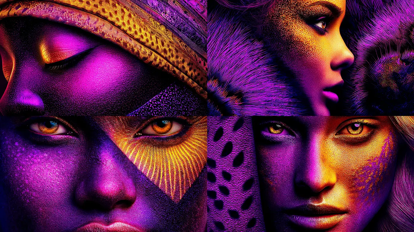 Vibrant Portraits with Intricate Textures Evoking Mystique - Midjourney sref style