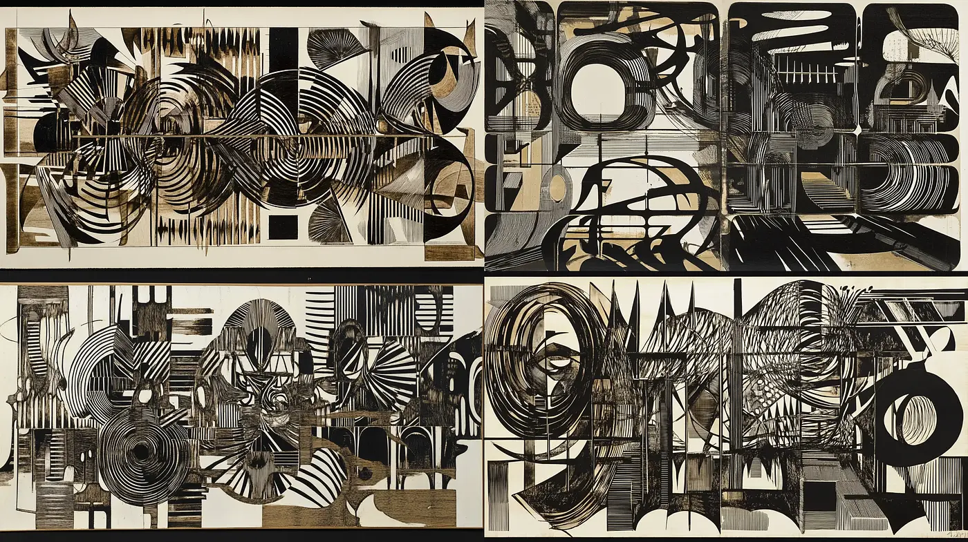 Geometric Abstraction in Monochrome Harmony - Midjourney sref style