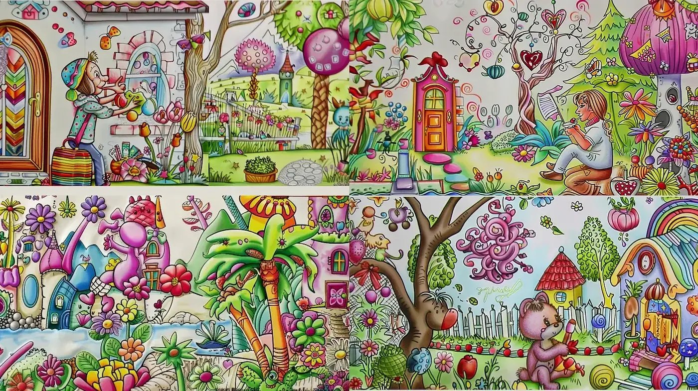 Whimsical and Playful Illustrative Style with Vibrant Fantasy Elements - Midjourney sref style