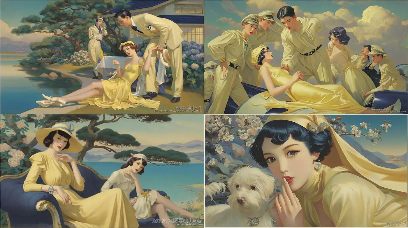 Art Deco Inspired Illustrations with a Retro Charm and Elegant Composition - Midjourney sref style