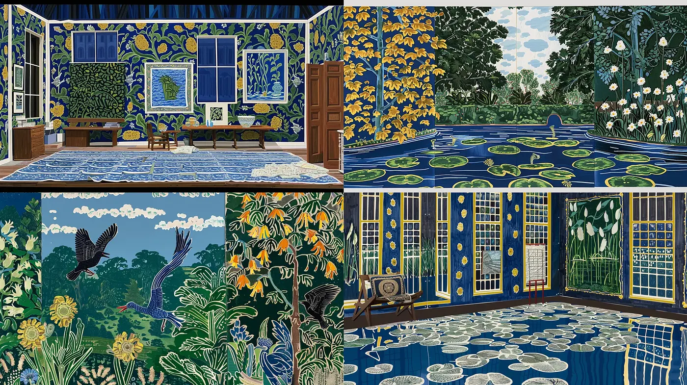 Botanical Silhouette Dreamscape in Nocturnal Hues - Midjourney sref style