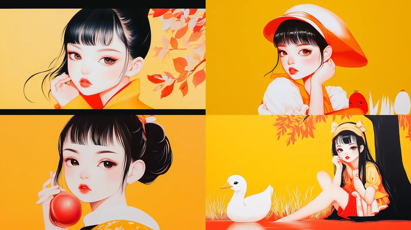 Luminous Essence: Elegance and Innocence in Saturated Hues - Midjourney sref style
