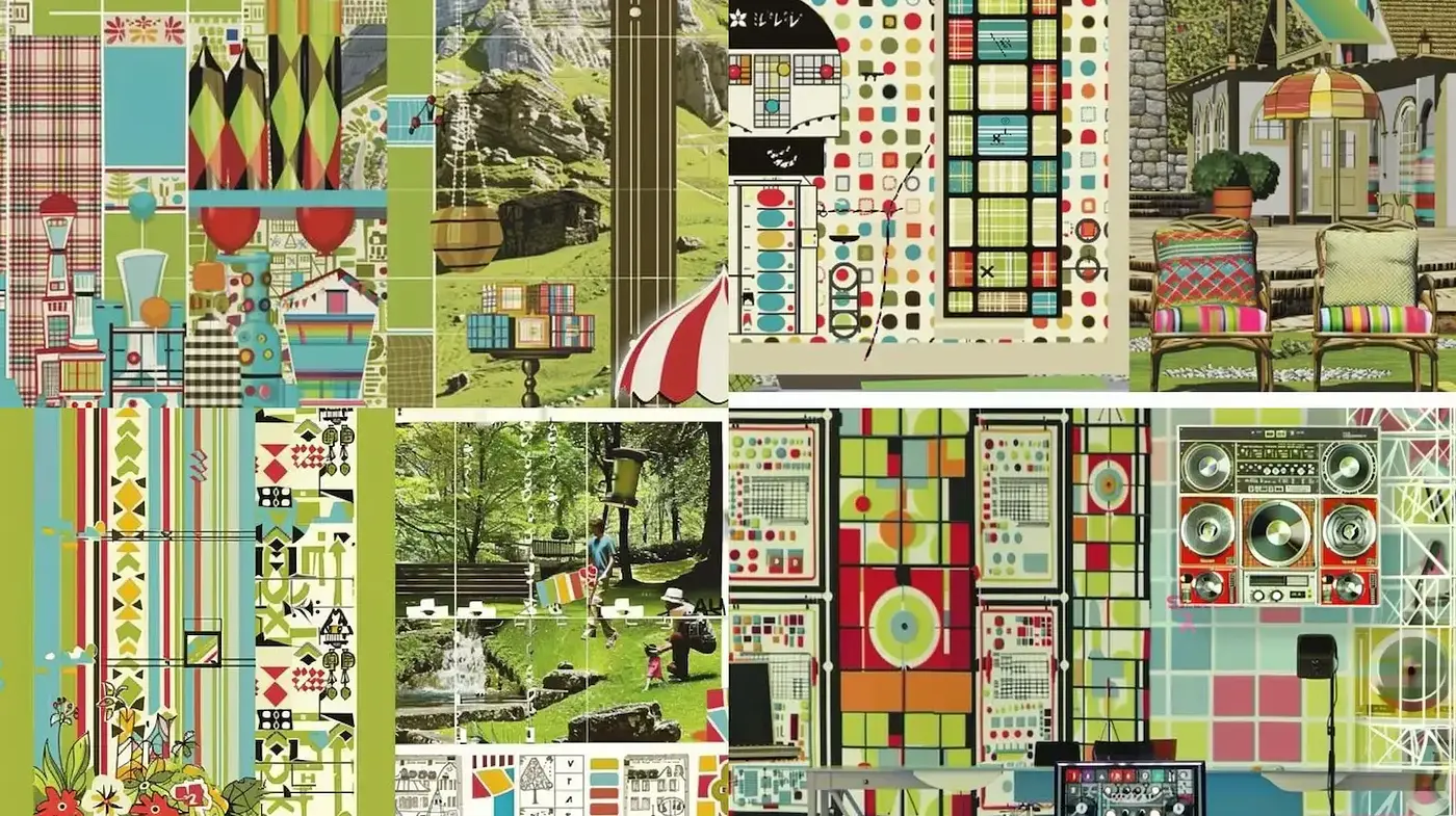 Geometric Harmony: A Fusion of Abstract Modernism and Retro Vibes - Midjourney sref style