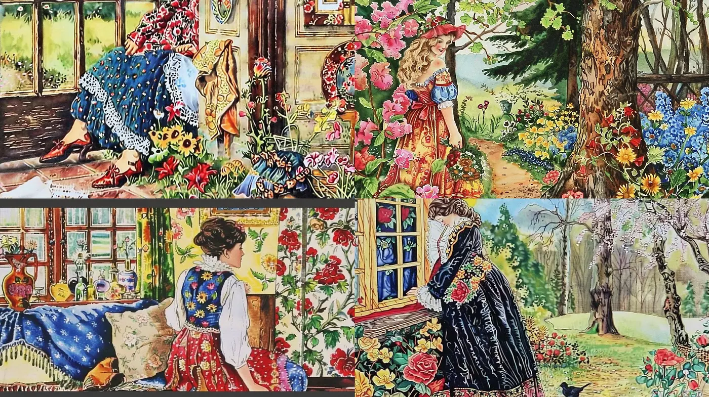 Vibrant Florals and Nostalgic Whimsy in Brushstroke Harmony - Midjourney sref style
