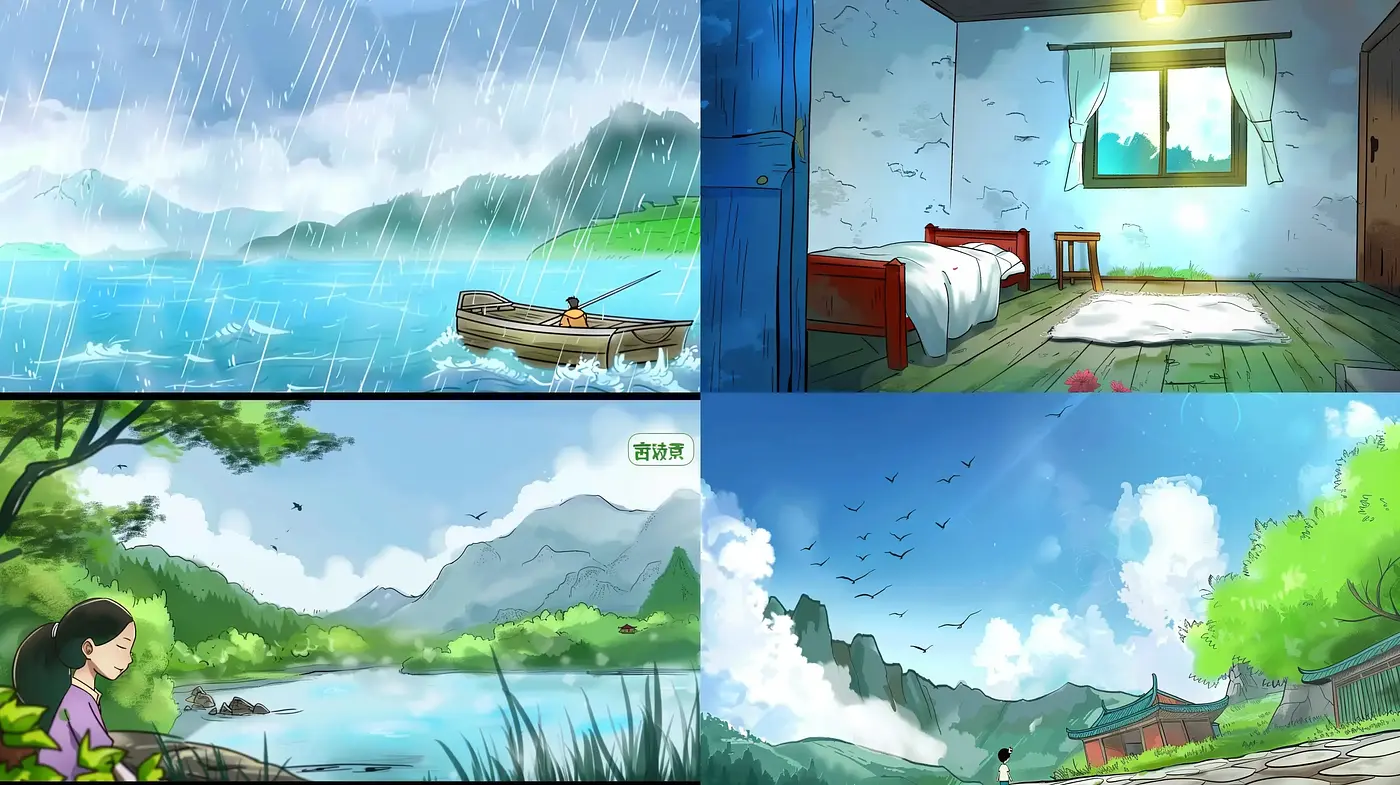 Serene Narrative Landscapes with East Asian Essence - Midjourney sref style