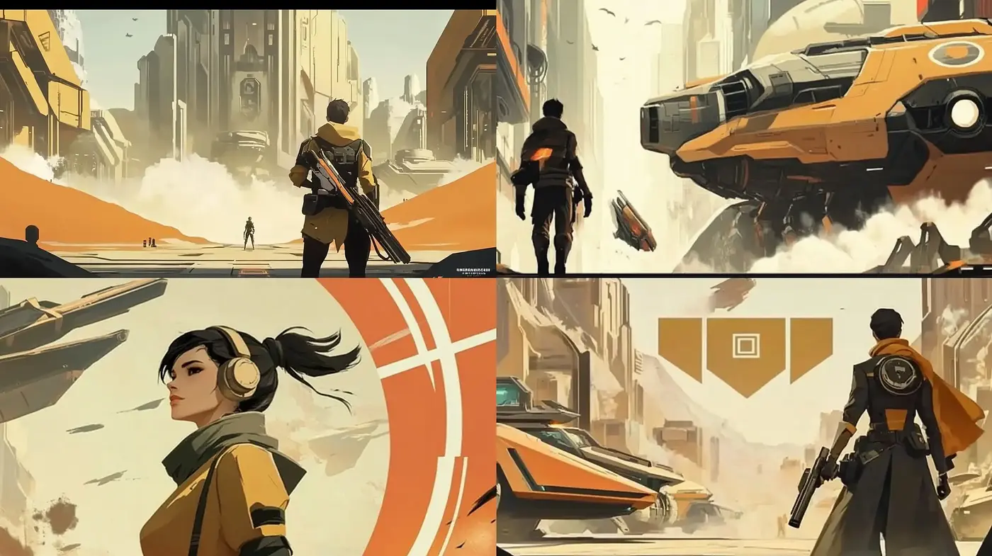 Futuristic Dystopian Vistas with a Warm Tonal Consistency - Midjourney sref style
