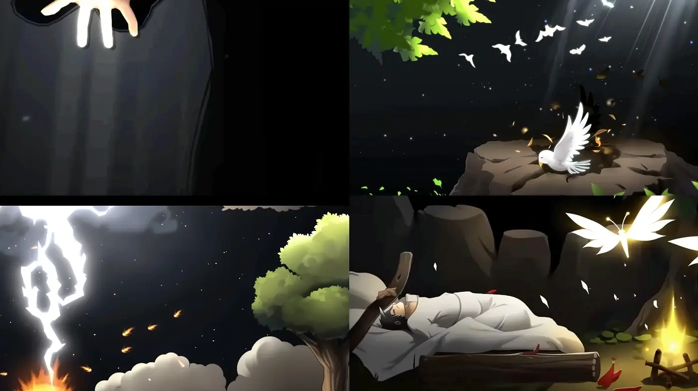 Ethereal Midnight Dreamscape with Vivid Nature Elements - Midjourney sref style