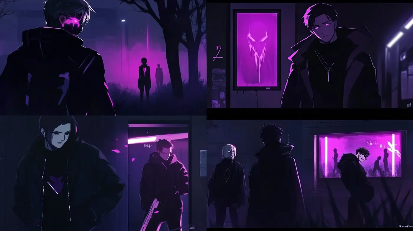 Nocturnal Cyberpunk Cityscape: A Synthesis of Neon and Shadows - Midjourney sref style