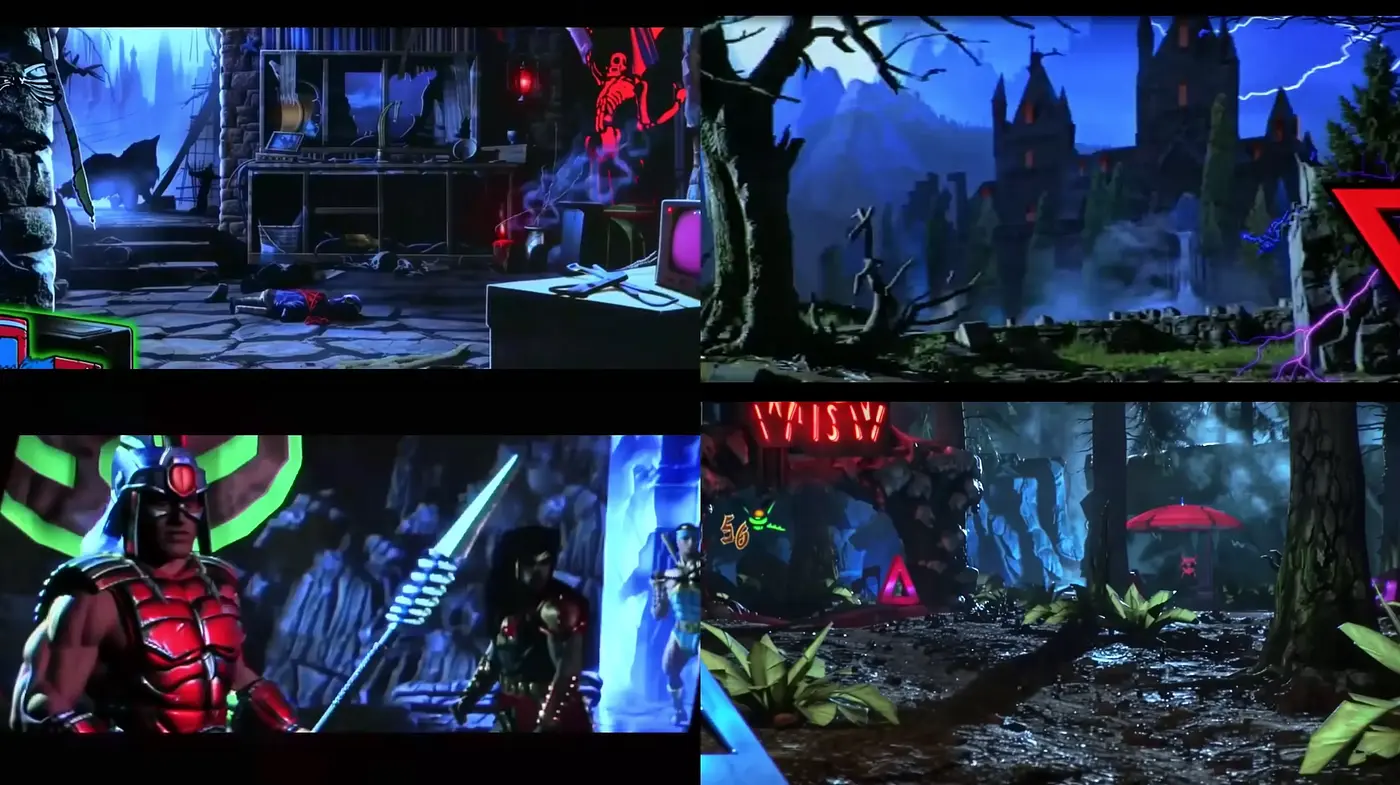 Neon-Noir Fantasy Fusion with a Surreal Edge - Midjourney sref style