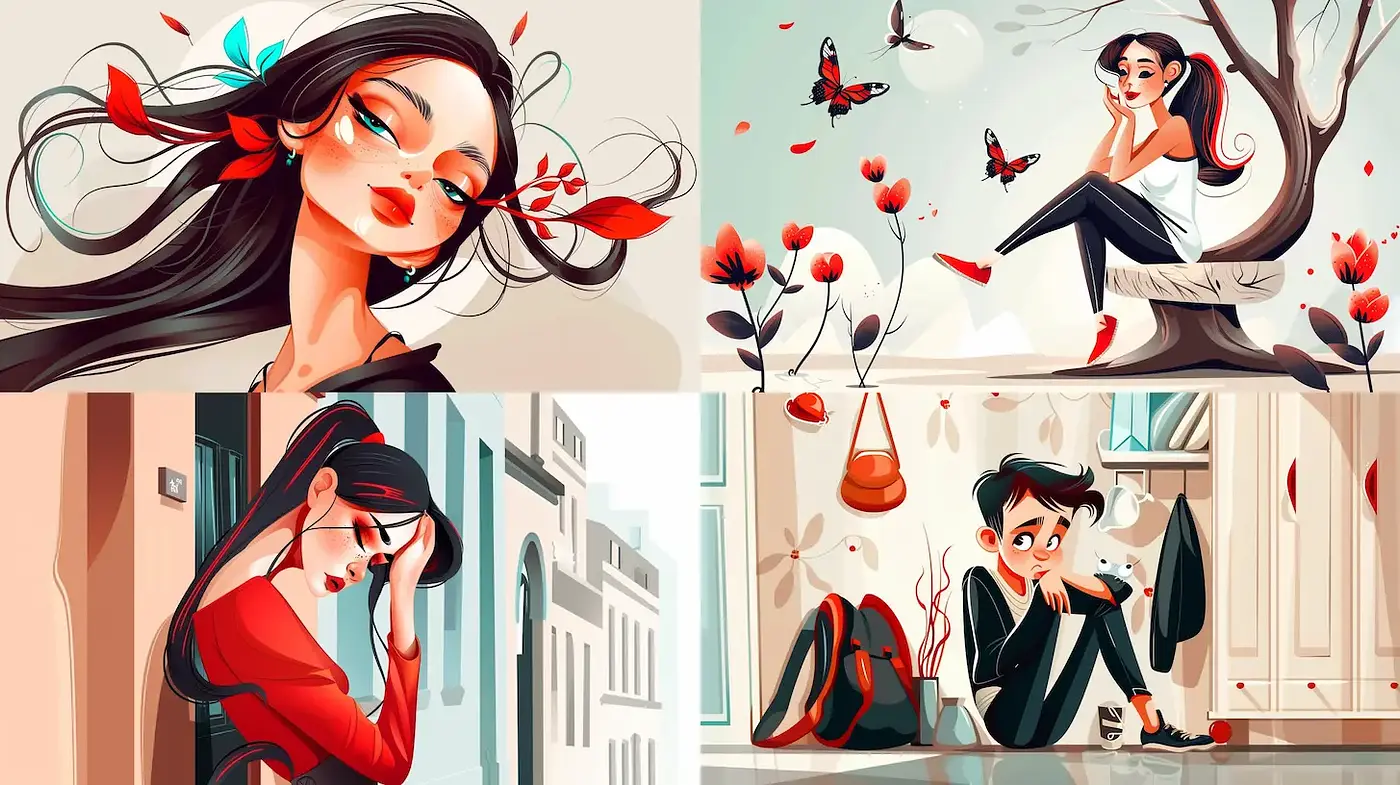 Vibrant and expressive contemporary illustrations with a playful and whimsical feel - Midjourney sref style