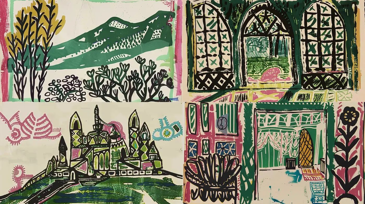 Expressive Linework with a Playful and Primitive Aesthetic - Midjourney sref style