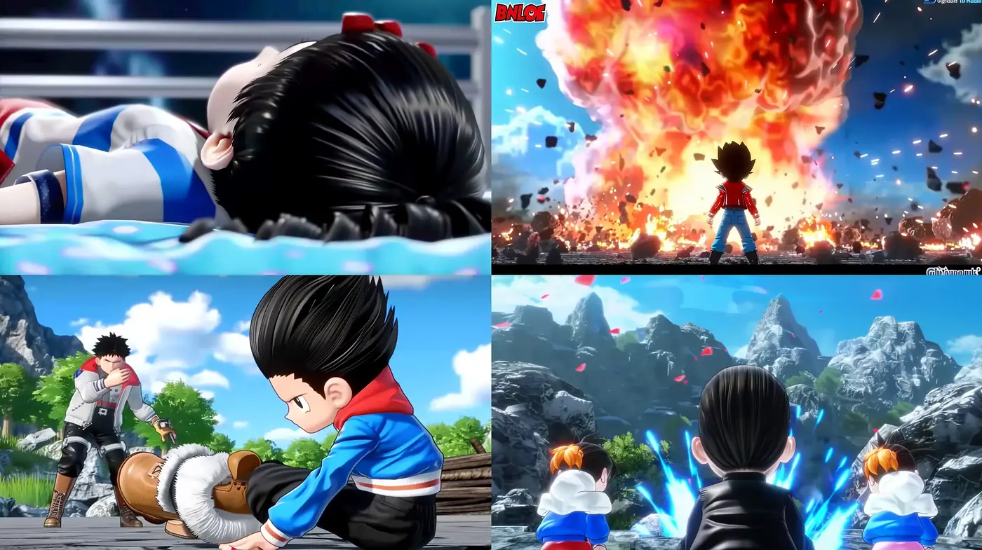 Dynamic Anime Essence with Vibrant Explosions and Serene Landscapes - Midjourney sref style
