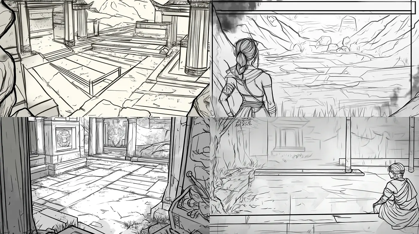 Monochromatic Sketchwork with a Classical Essence - Midjourney sref style