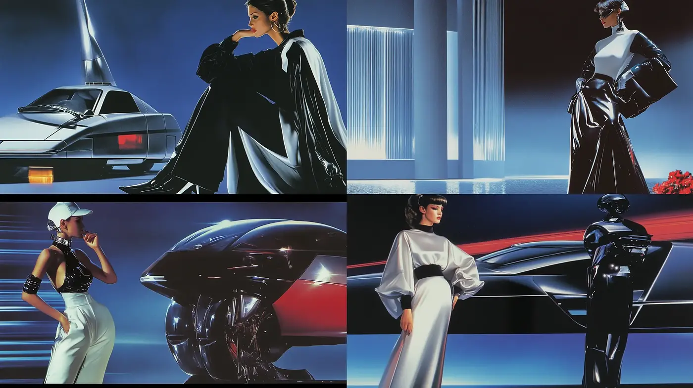 Futuristic Elegance in Neon Dreams - Midjourney sref style