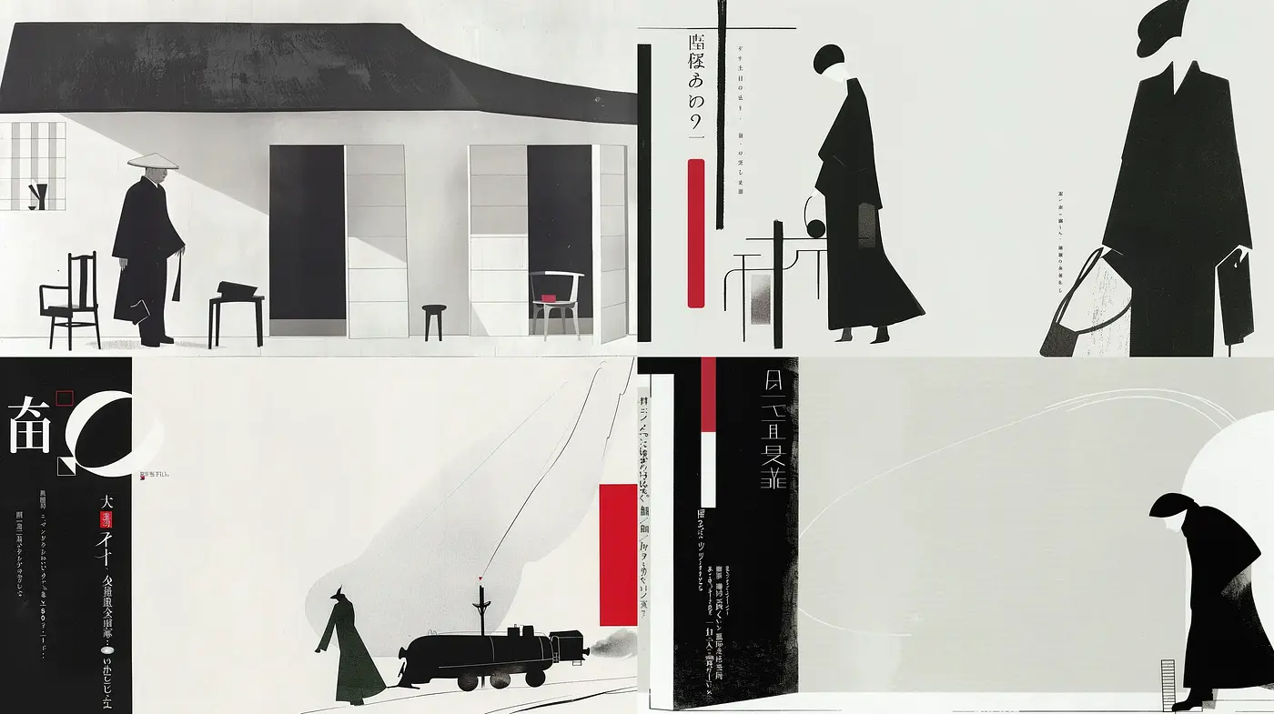 Monochromatic Elegance with a Splash of Red: A Homage to Modern Simplistic Design - Midjourney sref style
