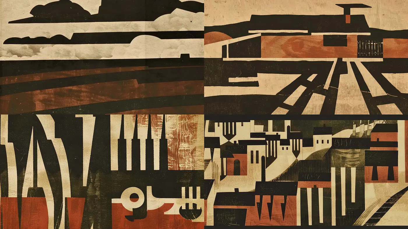 Geometric Abstraction in Earthy Tones - Midjourney sref style