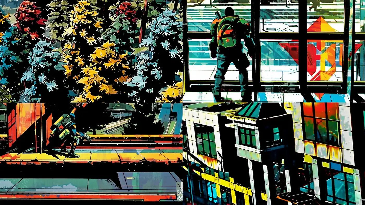 Vibrant Urban Landscapes with a Dynamic Viewpoint - Midjourney sref style