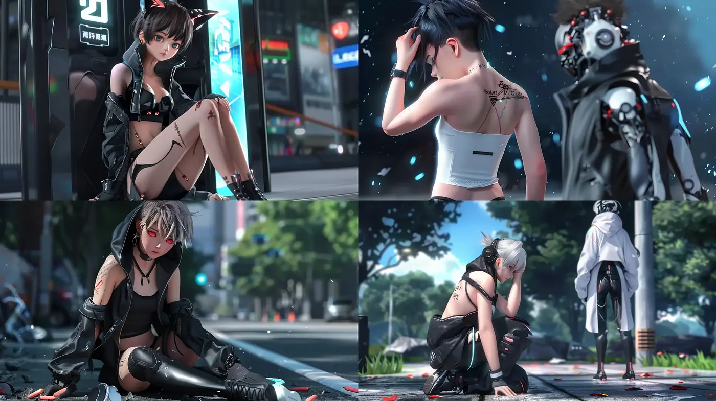Cyberpunk Elegance: A Fusion of High-Tech and Alluring Anime Aesthetics - Midjourney sref style