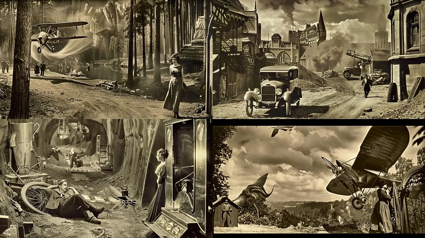 Sepia-Toned Surreal Visions with Vintage Undertones - Midjourney sref style