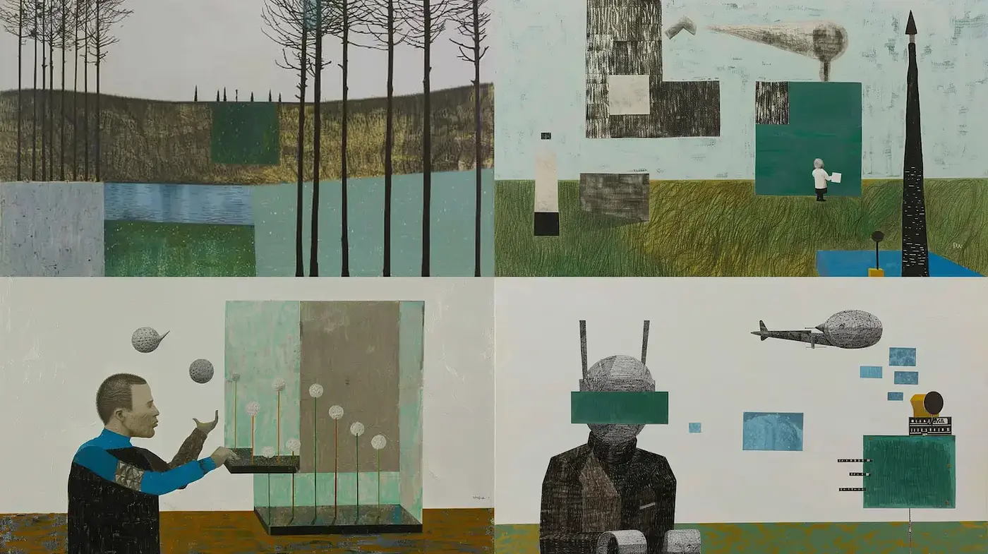 Contemporary Surrealist Exploration with a Touch of Minimalism - Midjourney sref style