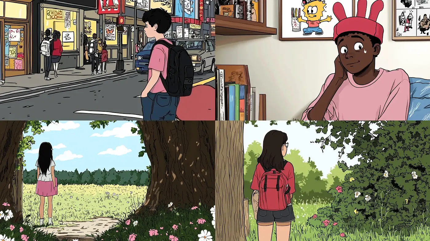 Consistent Manga-Inspired Harmony with Nostalgic Undertones - Midjourney sref style