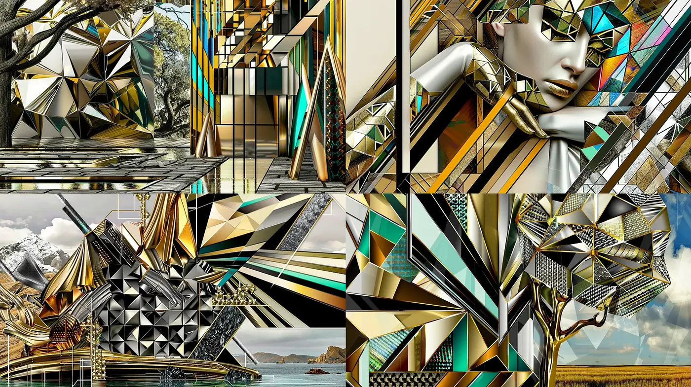 Futuristic Geometric Precision in Metallic Tones - Midjourney sref style