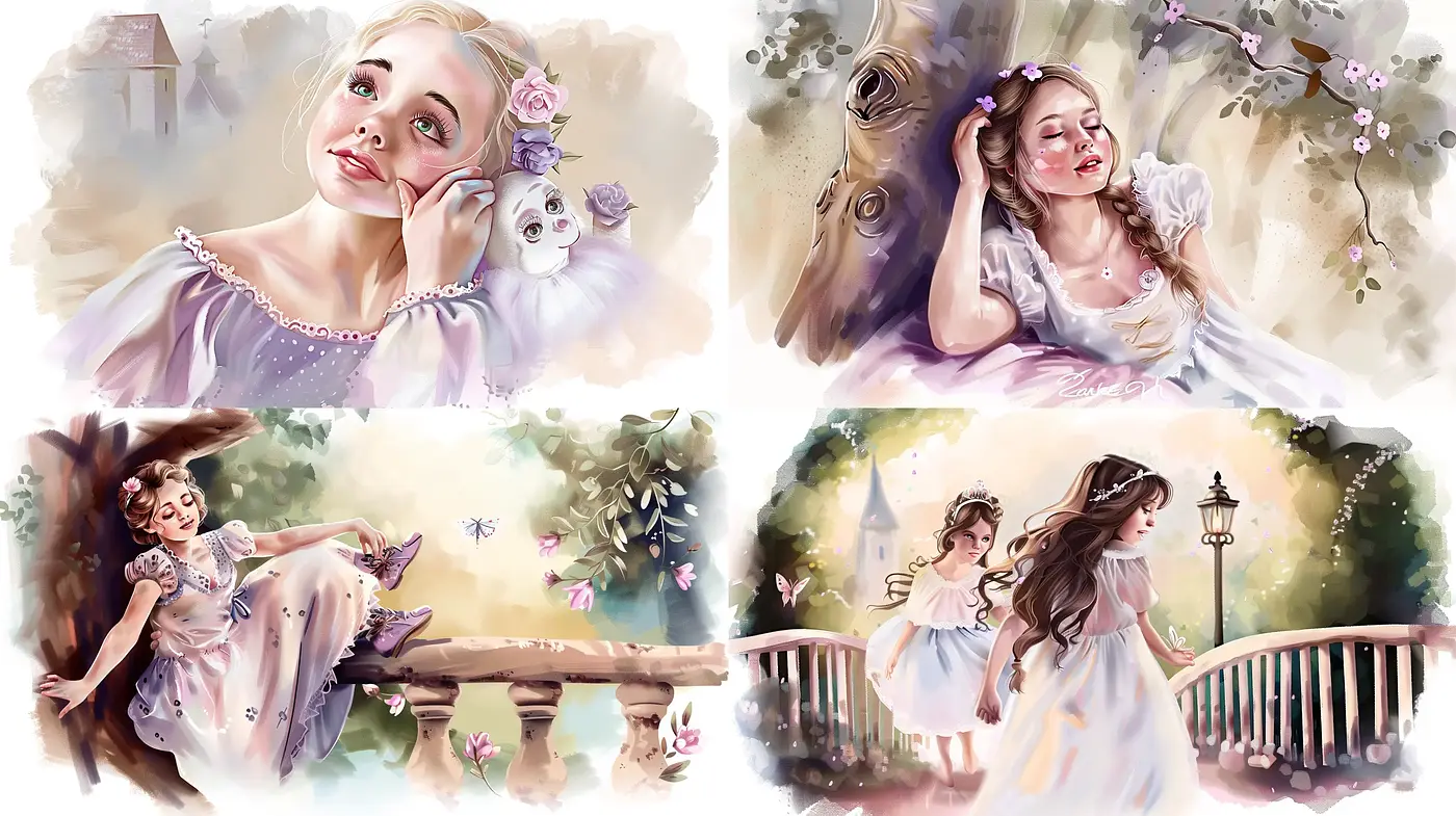 Enchanting Watercolor Fantasy with Pastel Tones and Ethereal Atmosphere - Midjourney sref style