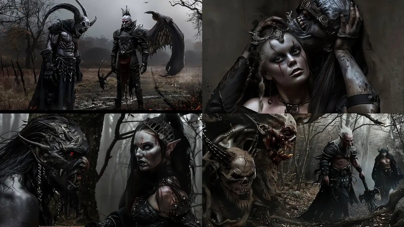 Gothic Fantasia: Evoking Dark Mythology Through Digital Artistry - Midjourney sref style