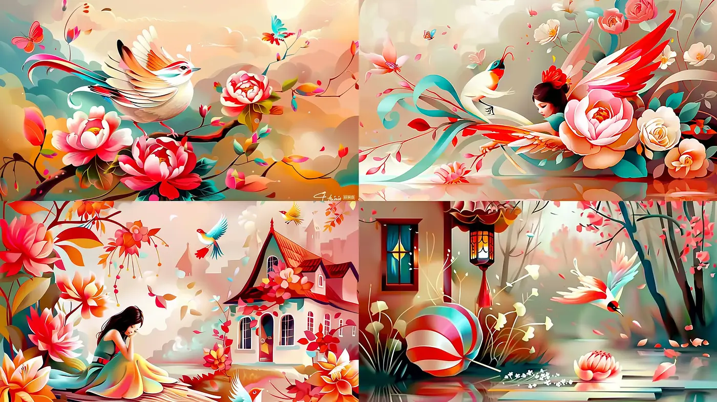 Enchanted Garden Reverie: A Fusion of Floral Whimsy and Elegance - Midjourney sref style