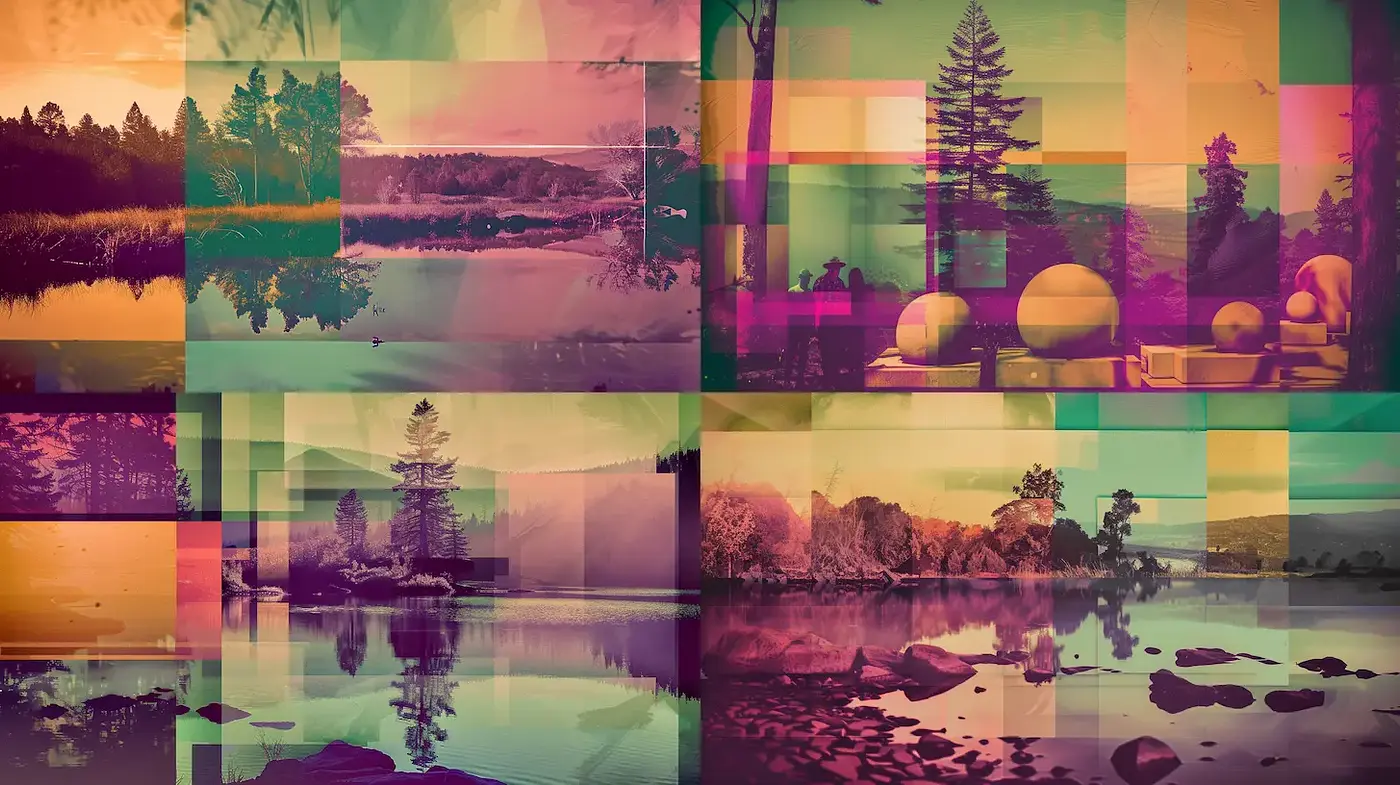 Surreal and Abstract Landscape Textures with a Retro Vibe - Midjourney sref style