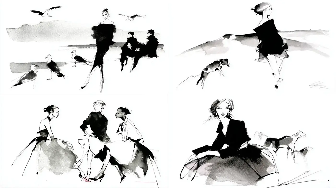 Elegant and Minimalist Monochrome Illustration with Subtle Movement - Midjourney sref style