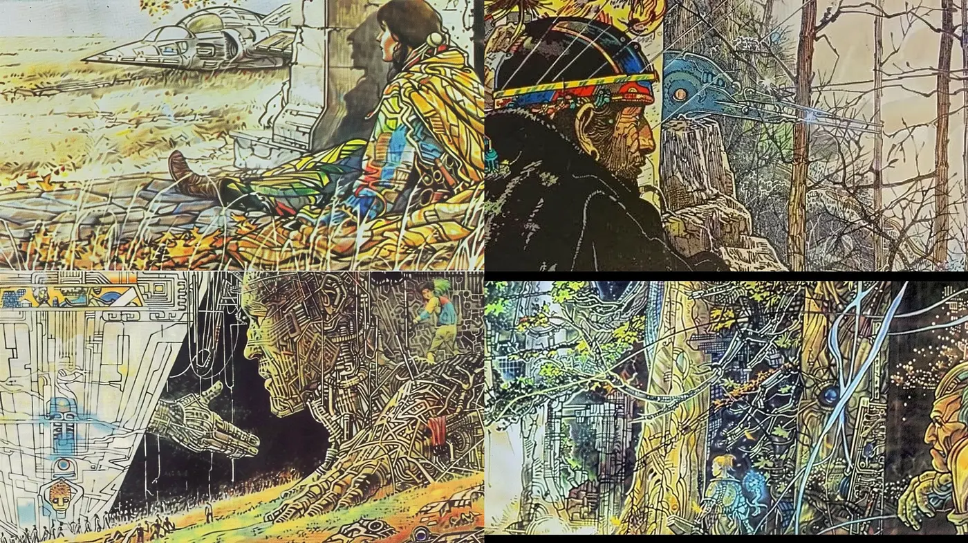 Futuristic Nostalgia in Intricate Line Art - Midjourney sref style