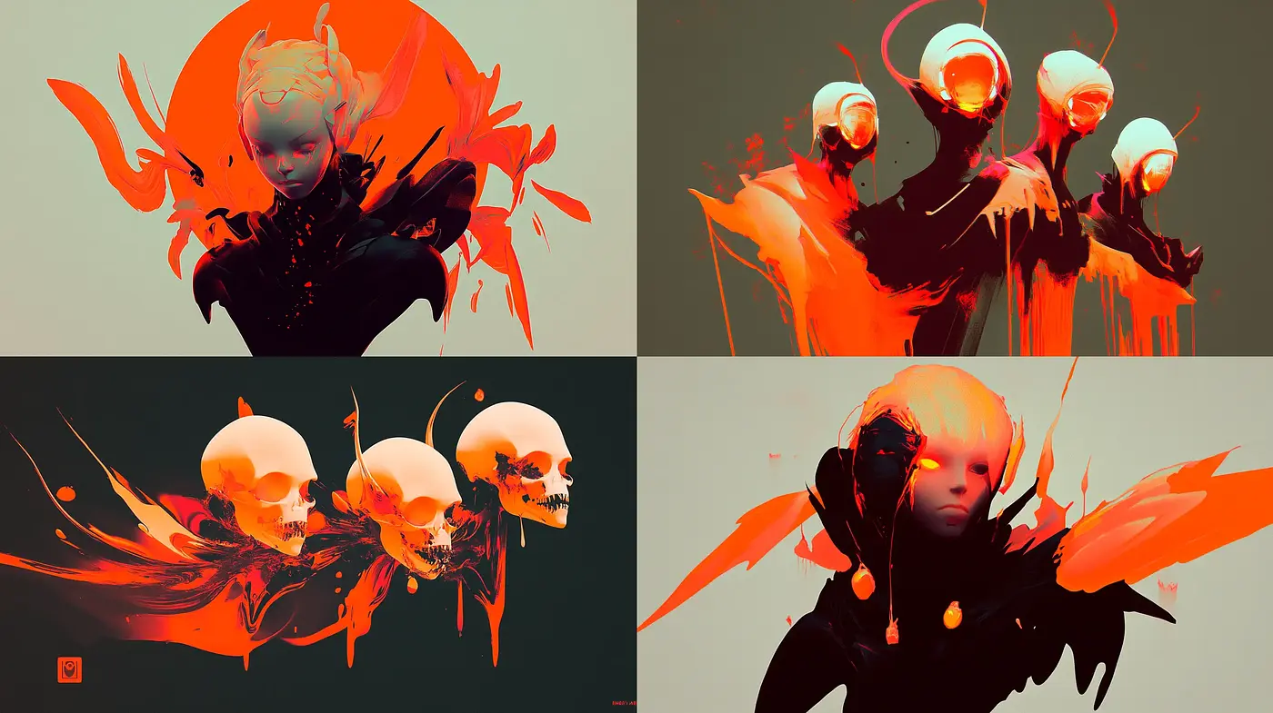 Ethereal Red-Infused Abstract Expressionist Portraiture - Midjourney sref style