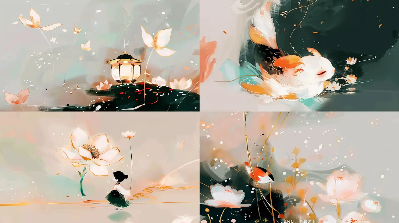 Whimsical Brushstrokes in a Dreamlike Botanical Setting - Midjourney sref style