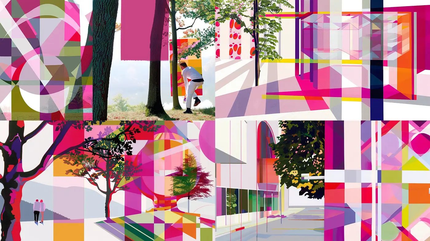 Geometric Abstraction in Contemporary Landscapes - Midjourney sref style