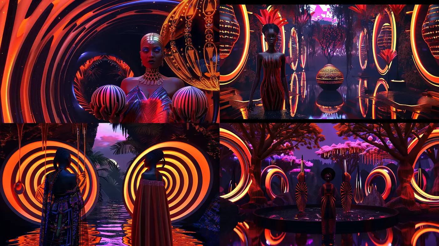 Futuristic Neon Noir Dreamscape - Midjourney sref style