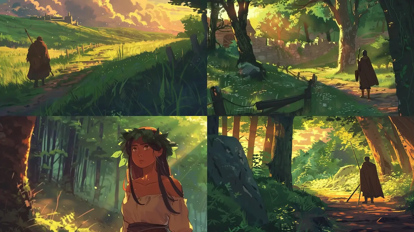 Enchanting Light-Dappled Landscape Visions in Warm Tones - Midjourney sref style