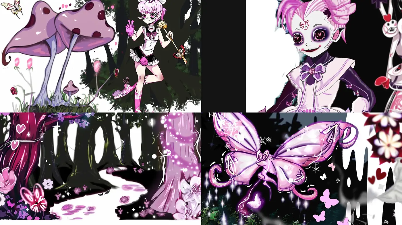 Whimsical Fantasy Fusion with Vivid, Contrast-Heavy Tones - Midjourney sref style