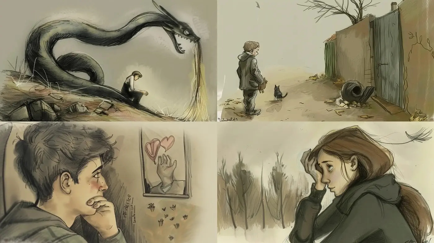 Whimsical and Melancholic Illustrative Moodscape - Midjourney sref style