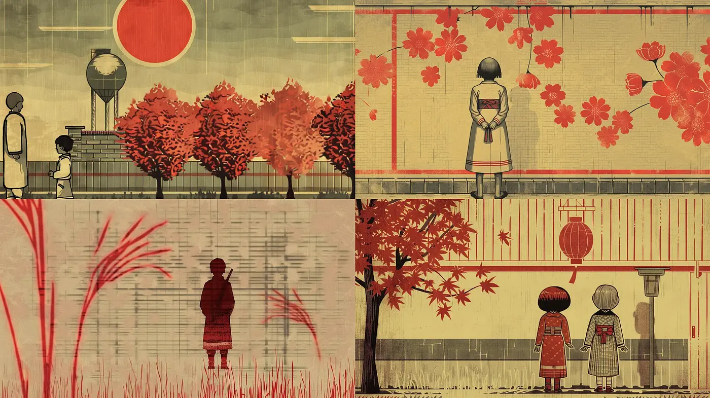 Serene Nostalgia with Eastern Textural Harmony - Midjourney sref style