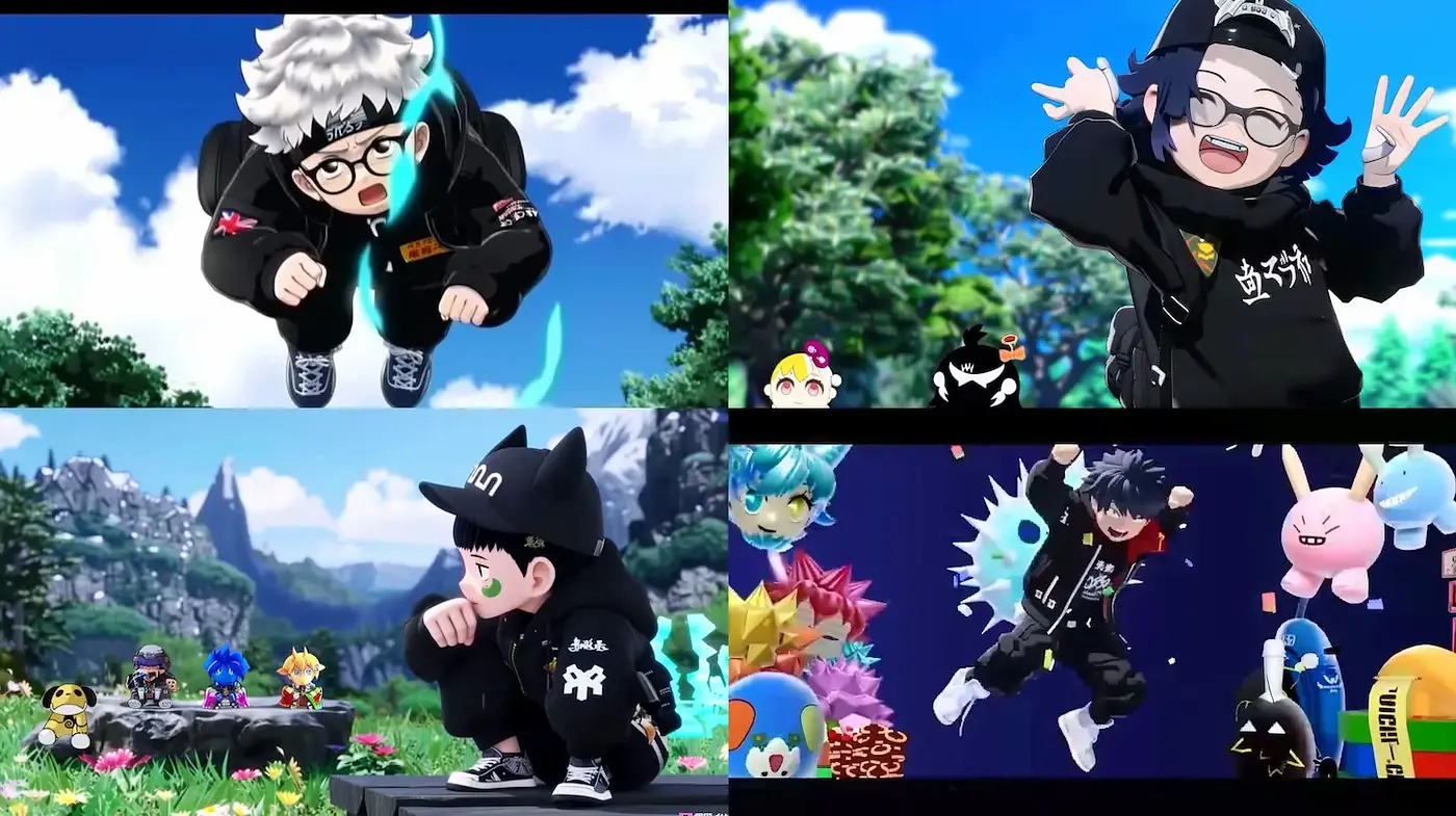 Vibrant Urban Anime-Inspired Aesthetic with Playful Characters - Midjourney sref style