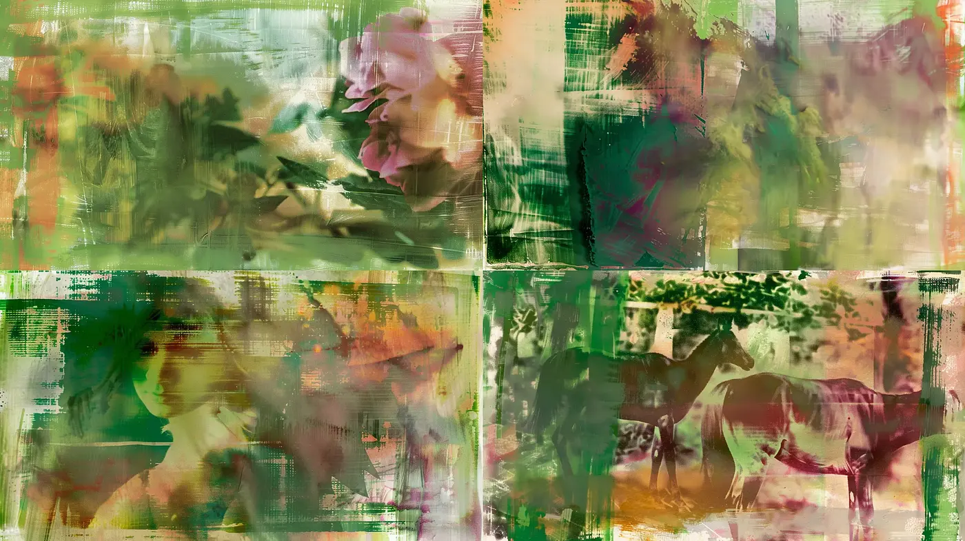 Abstract Nature Hues in Pictorial Fusion - Midjourney sref style