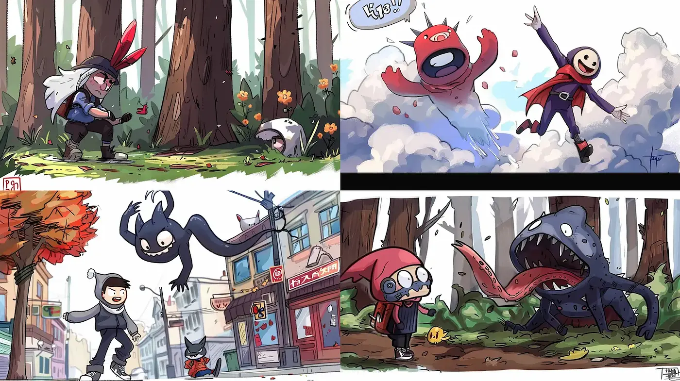 Playful and Whimsical Fantasy Style with Bold Character Designs - Midjourney sref style