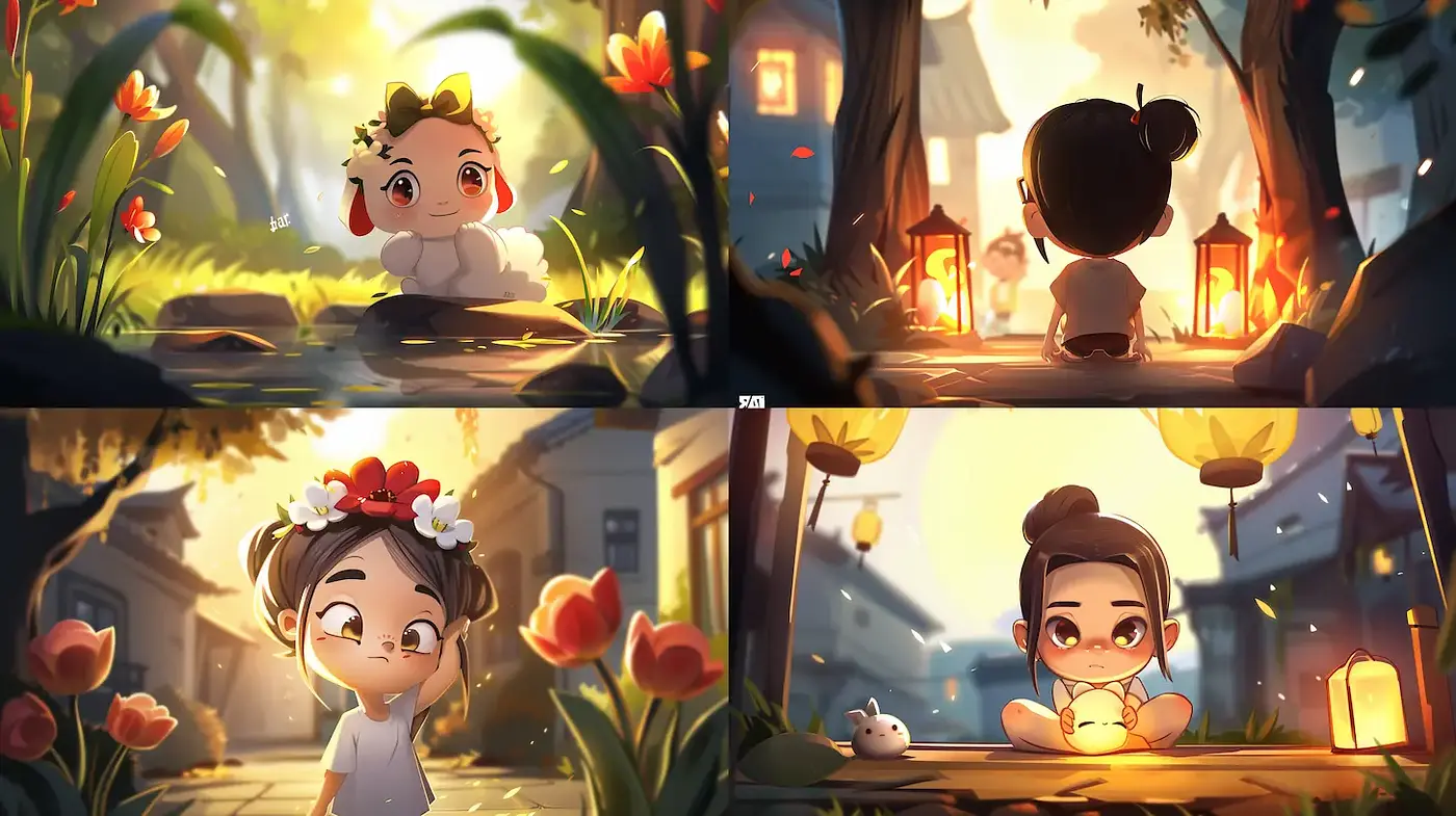 Charming and Whimsical Illustrations with a Playful Atmosphere - Midjourney sref style