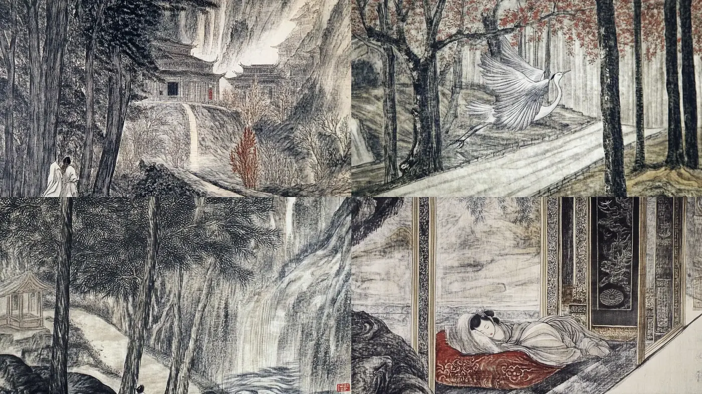 Ethereal Monochrome Dreamscape: A Celebration of Textured Nostalgia and Tranquility - Midjourney sref style