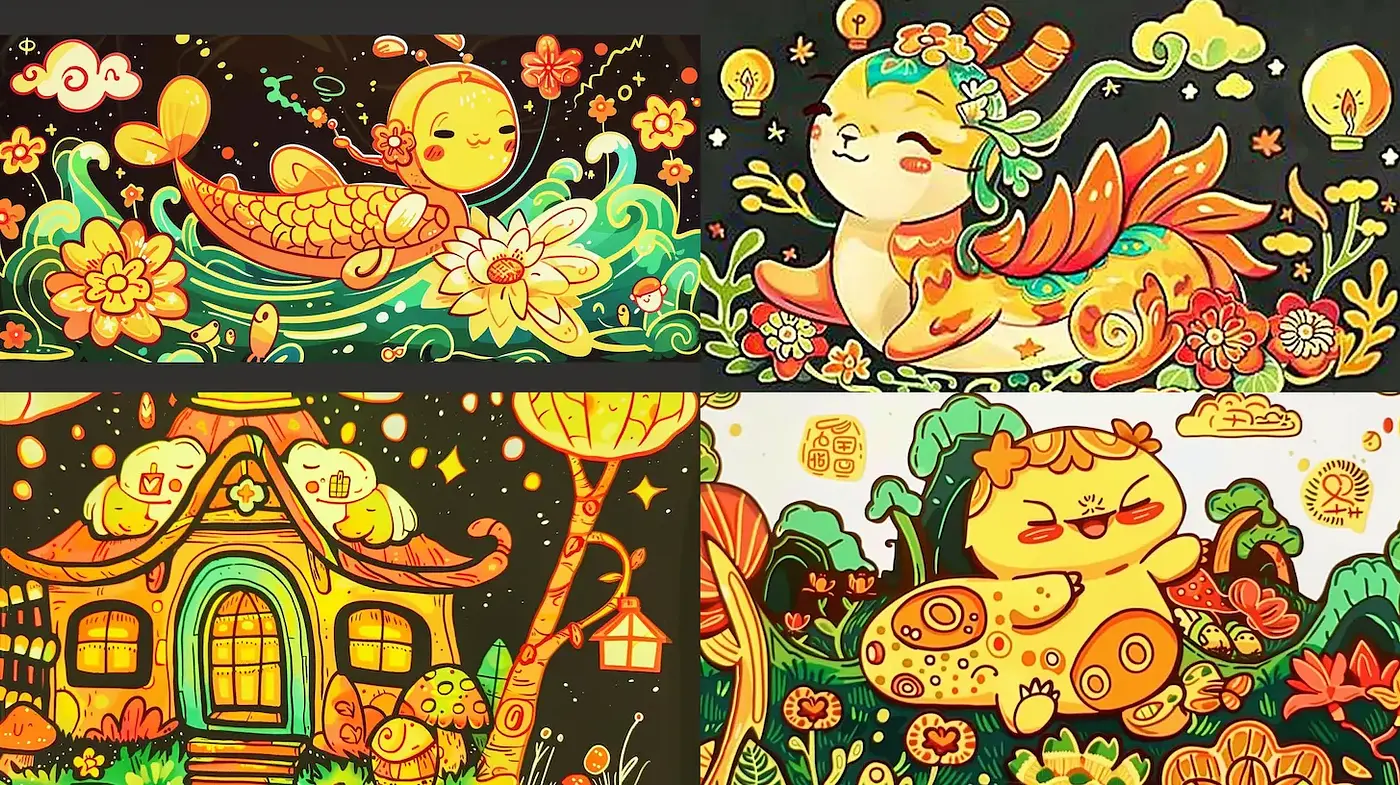 Vibrant and Whimsical Illustrations with a Playful Charm - Midjourney sref style
