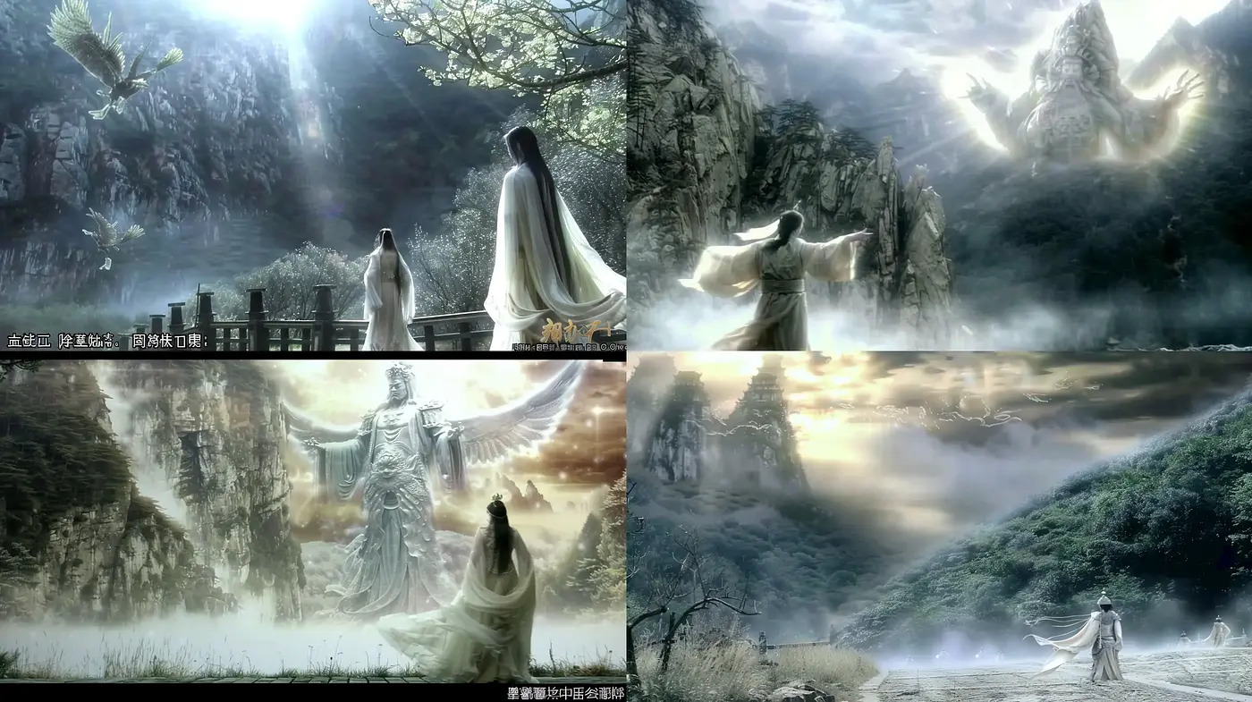 Ethereal Mystic Realms: A Fusion of Eastern Aesthetics with Fantasy Art - Midjourney sref style