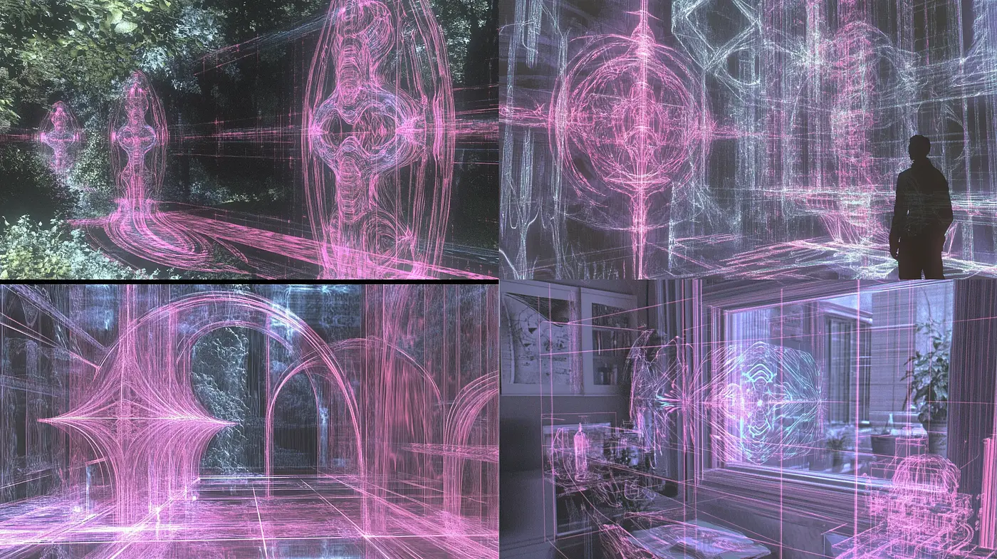 Ethereal Neon Wireframe Dreamscape - Midjourney sref style