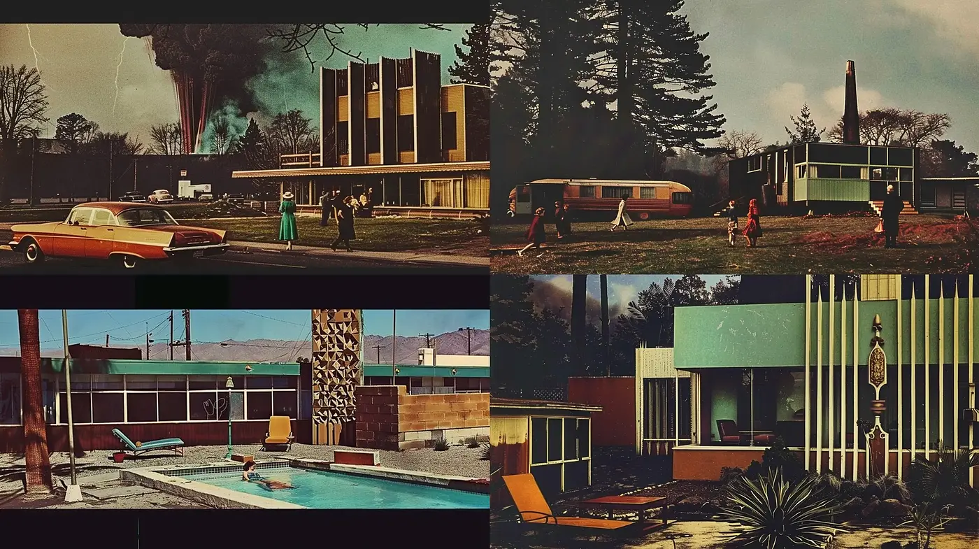 Retro Americana Vignettes with a Subdued Palette and Cinematic Texture - Midjourney sref style