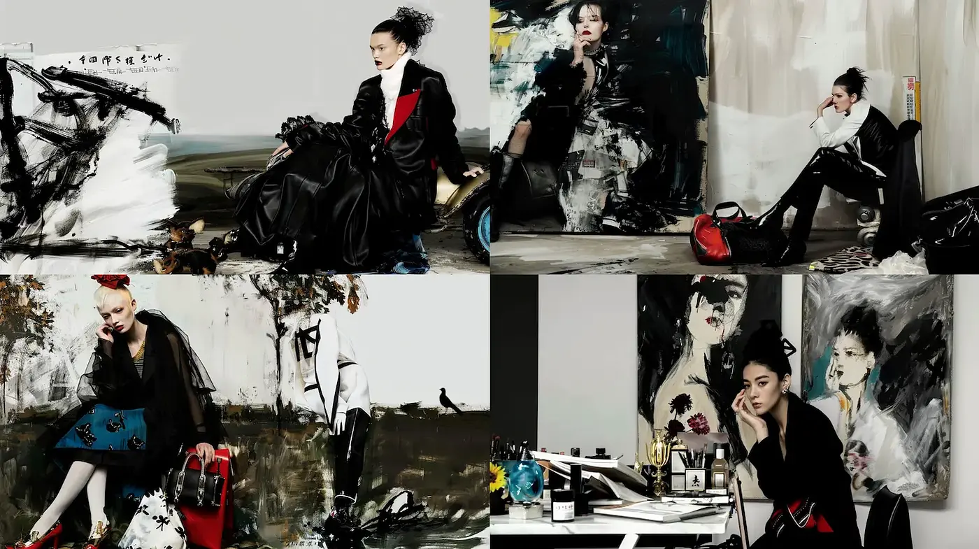 Contemporary Fashion Portraits with Impressionistic Influences - Midjourney sref style